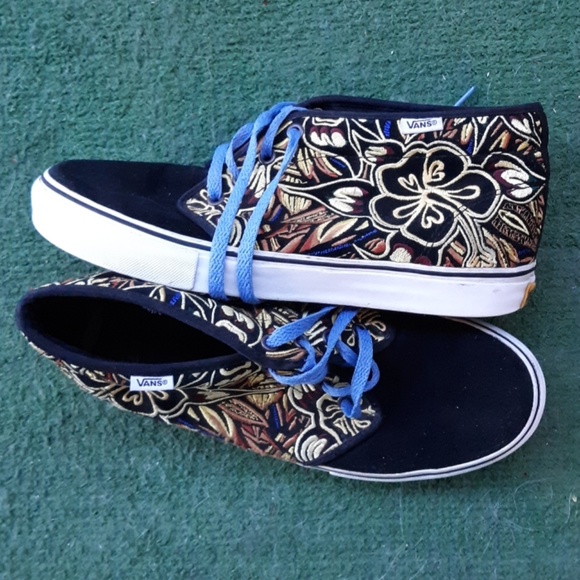 Vans Other - Rare Vans Embroidered Black Suede Shoes. Men 9